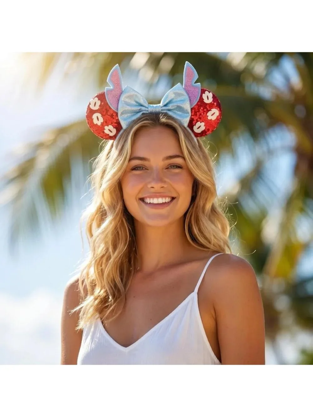 Women Silvery Sequin Polyester Shiny Bows Mickey Mouse Headband